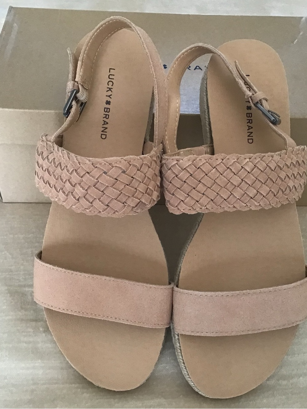 Lucky Brand Tan Woven Ankle-Strap Sandals - Picture 2 of 7